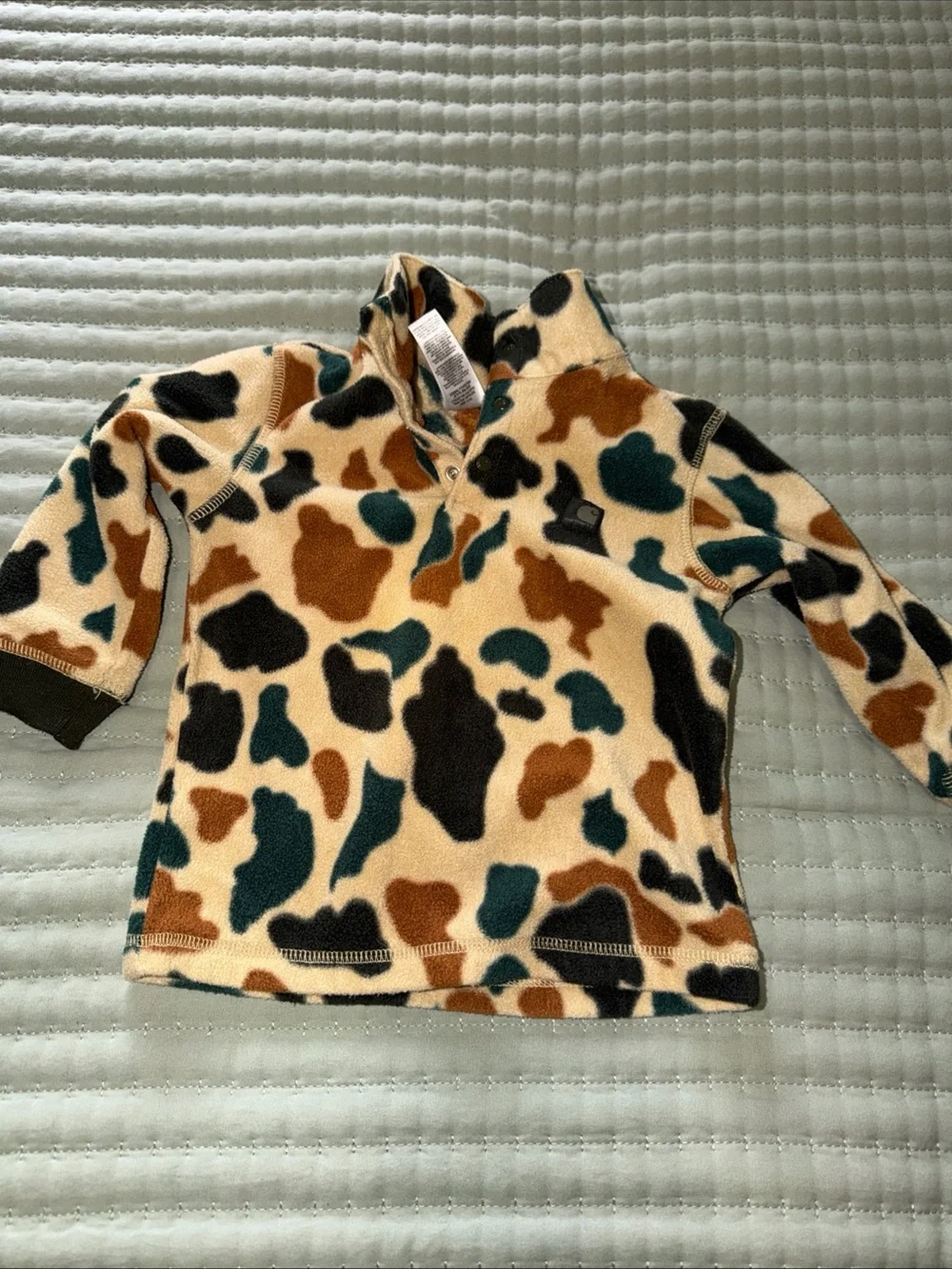 Carhartt Pullover Boys 18M Duck Camo Fleece 1/4 Zip Mock Neck Logo Sweatshirt
